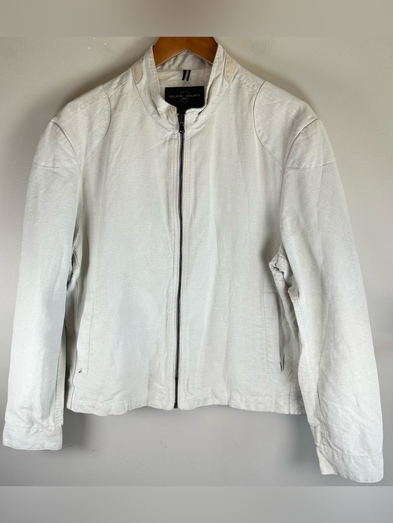 Black Brown 1826 Other - Black Brown 1826 Men's Bomber Jacket Size L Linen Blend Biker Elbow Patches